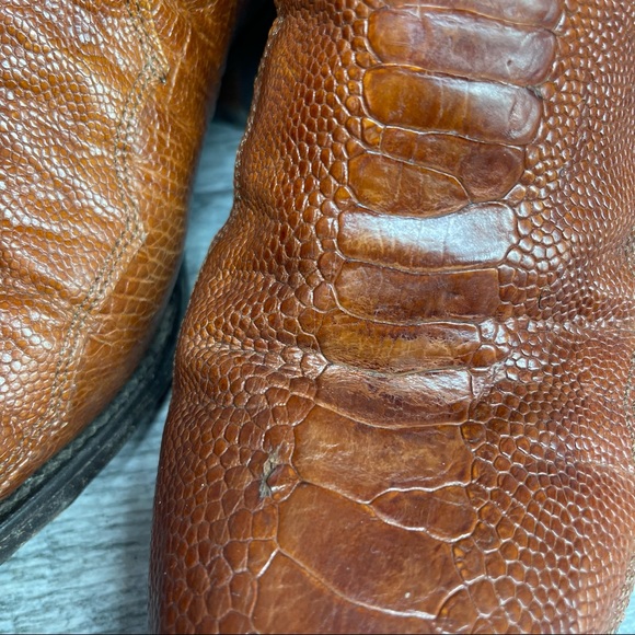 Cuadra Ostrich Leather Cowboy Western Boots Mens Brown Sz 9 Mex 28. - Picture 3 of 14